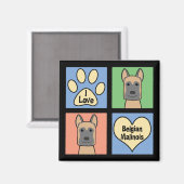 Aimant J'aime les Malinois belges (Recto/Verso)