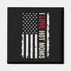Aimant J'aime les mamans chaudes drapeau américain USA