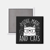 Aimant J'Aime Les Maths Et Les Chats Cute Kitty Chat (Recto/Verso)