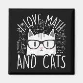 Aimant J'Aime Les Maths Et Les Chats Cute Kitty Chat (Devant)