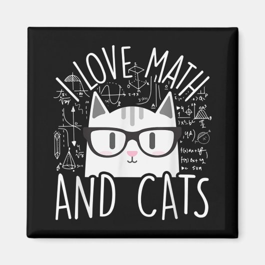 Aimant J'Aime Les Maths Et Les Chats Cute Kitty Chat (Devant)