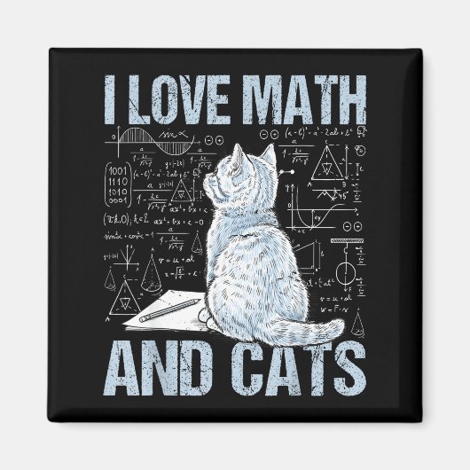 Aimant J'aime les maths et les chats Prof de science Étud (Devant)