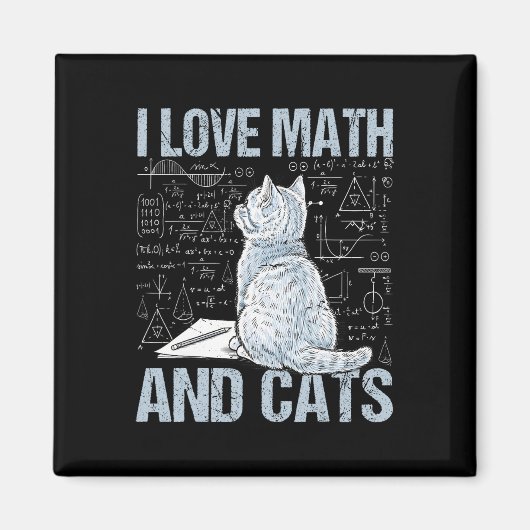 Aimant J'aime les maths et les chats Prof de science Étud (Devant)