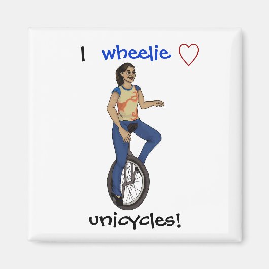 Aimant J'aime les monocycles (Devant)