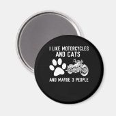 Aimant J'Aime Les Motos Et Les Chats Drôle Don D'Art (Recto/Verso)