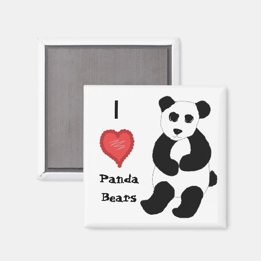 Aimant J'Aime Les Panda Bears (Recto/Verso)