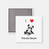 Aimant J'Aime Les Panda Bears (Recto/Verso)