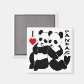 Aimant J'aime les pandas (Recto/Verso)