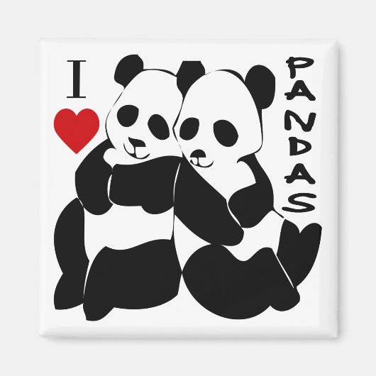 Aimant J'aime les pandas (Devant)