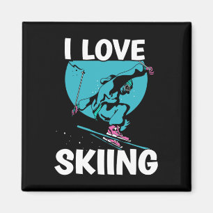 Aimant J'aime les skieurs skieur ski sports d'hiver