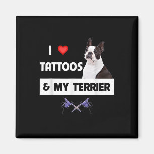 Aimant J'Aime Les Tatouages Et Ma Frontière Collie Chien 