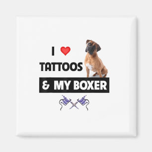 Aimant J'Aime Les Tatouages Et Mon Chien Tatoué De Chien