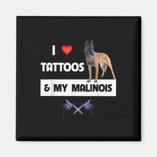 Aimant J'Aime Les Tattoos Et Mon Chien Belge Malinois Mam