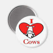Aimant J'aime les vaches rouges (Recto/Verso)