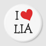 Aimant J'aime Lia<br><div class="desc">I Love Lia design de coeur. De mignonnes idées cadeaux d'anniversaire.</div>