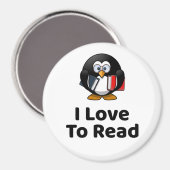 Aimant J'Aime Lire Pingouin Lecture Drôle (Recto/Verso)