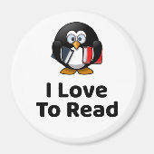 Aimant J'Aime Lire Pingouin Lecture Drôle (Devant)