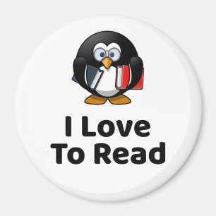 Aimant J'Aime Lire Pingouin Lecture Drôle