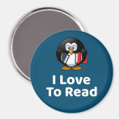 Aimant J'Aime Lire Pingouin Lecture Drôle (Recto/Verso)