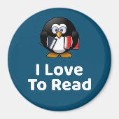 Aimant J'Aime Lire Pingouin Lecture Drôle (Devant)