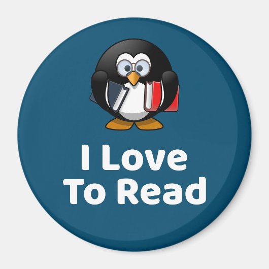 Aimant J'Aime Lire Pingouin Lecture Drôle (Devant)
