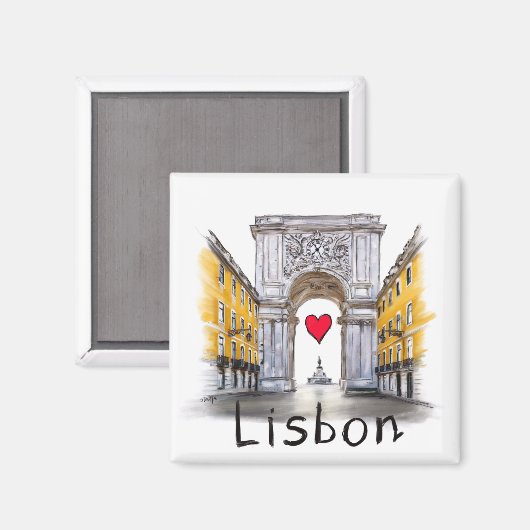 Aimant J'aime Lisbonne (Recto/Verso)