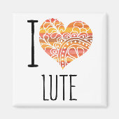 Aimant J'Aime Lute Orange Mandala Heart (Devant)