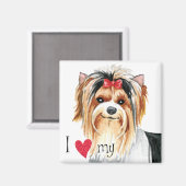 Aimant J'aime ma Biewer Terrier (Recto/Verso)