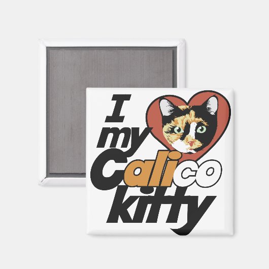Aimant J'aime ma Calico Kitty (Recto/Verso)