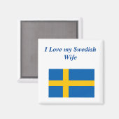 Aimant J'aime ma femme suédoise (Recto/Verso)