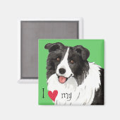 Aimant J'aime ma frontière Collie (Recto/Verso)