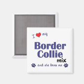 Aimant J'Aime Ma Frontière Collie Mix (Female Dog) (Recto/Verso)