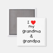 Aimant J'aime ma grand-mère et mon grand-père (Recto/Verso)