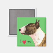 Aimant J'aime ma mini Bull Terrier (Recto/Verso)