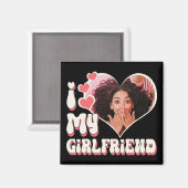 Aimant J'Aime Ma Petite Amie Personnalisée Noir (Recto/Verso)