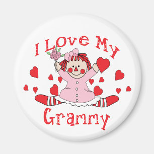 Aimant J'aime ma poupée et coeurs de chiffon de Grammy