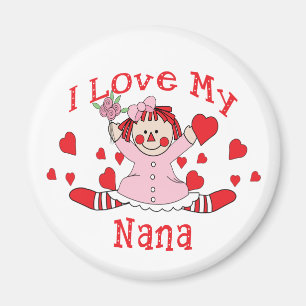 Aimant J'aime ma poupée et coeurs de chiffon de Nana