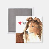 Aimant J'aime ma Sheltie (Recto/Verso)
