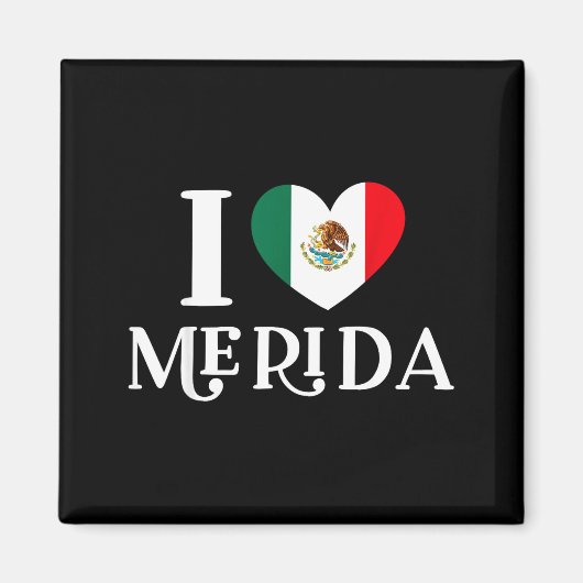 Aimant J'aime Merida Cœur Drapeau du Mexique (Devant)