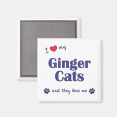 Aimant J'Aime Mes Ginger Cats (Chats Multiples) (Recto/Verso)