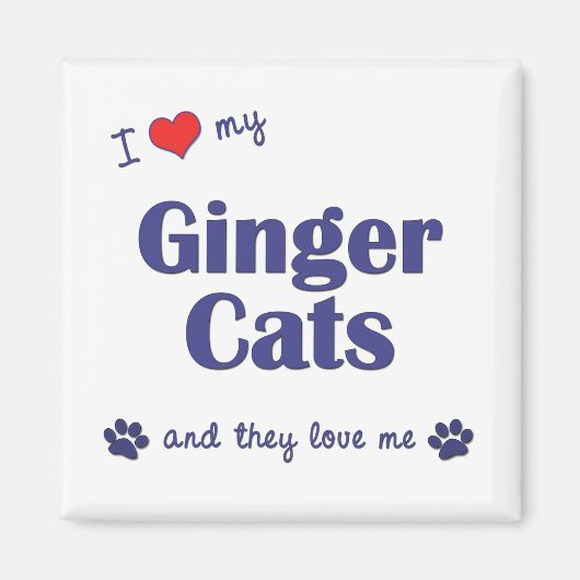 Aimant J'Aime Mes Ginger Cats (Chats Multiples) (Devant)