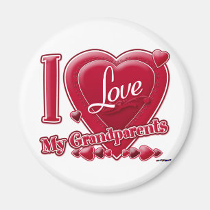 Aimant J'aime mes grands-parents coeur rouge