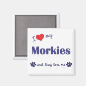 Aimant J'Aime Mes Morkies (Chiens Multiples) (Recto/Verso)