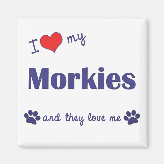 Aimant J'Aime Mes Morkies (Chiens Multiples) (Devant)