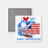 Aimant J'aime mes petits-fils de l'armée Tshirts et cadea (Recto/Verso)