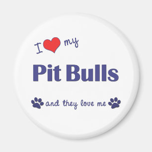 Aimant J'aime mes pitbulls (les chiens multiples)