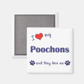 Aimant J'Aime Mes Poochons (Chiens Multiples) (Recto/Verso)