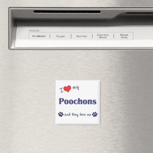Aimant J'Aime Mes Poochons (Chiens Multiples) (In Situ (Lave-vaisselle))