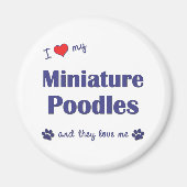 Aimant J'Aime Mes Poodles Miniatures (Chiens Multiples) (Devant)