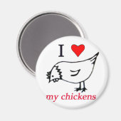 Aimant J'aime mes poulets (Recto/Verso)
